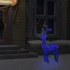 A blue LED reindeer decoration is placed on a snowy lawn in front of a house at night. Náhled obrázku produktu