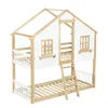 A bunk bed designed to look like a house, with windows and a roof. Produktbild-Vorschau