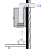 Diagram showing how a range hood extracts smoke and fumes from a stove. Náhled obrázku produktu