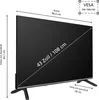 A diagram showing the dimensions of a television, including its width, height with stand, and depth with stand. It also indicates the VESA mount size. Produktbild-Vorschau