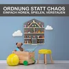 A child's room with toys and a shelf for a Toniebox. Produktbild-Vorschau
