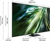 A diagram showing the dimensions of a television, with measurements for height, width, and depth, both with and without a stand. Produktbild-Vorschau