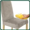 Stuhlhusse Stretch Beige - Universal - Samt - Abgerundete Produktbild-Vorschau 6