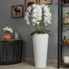 Bílá umělá orchidej kaskádovitá kytice v bílém květináči H Náhled obrázku produktu 9