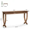 A diagram showing the dimensions of a console table, with a silhouette of a person for scale. Anteprima dell’immagine prodotto