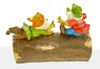 Welcome Gartenzwerg auf Holzstamm Gnom Figur Gartenfigur Produktbild-Vorschau 3