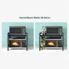 Two side-by-side images showing a microwave shelf with microwaves and kitchen items. Produktbild-Vorschau