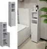 A white bathroom cabinet is shown next to a toilet. Produktbild-Vorschau