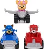 Three Paw Patrol mini vehicles with characters in them, arranged in a triangular formation against a white background. Produktbild-Vorschau