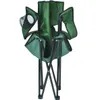 A green foldable camping chair shown from the back and slightly from the side. Voir les images du produit