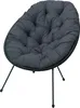 A dark gray cushion chair with black metal legs, isolated on a white background. Produktbild-Vorschau
