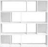 A white shelving unit with multiple compartments against a white background. Anteprima dell’immagine prodotto