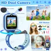 Collage of images showcasing a children's smartwatch with various features. Produktbild-Vorschau