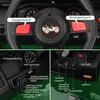 Collage of close-up shots of a green children's electric car's interior dashboard and steering wheel, highlighting various controls and features. Náhľad obrázku produktu