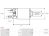 Technical drawing of a starter solenoid with dimensions and specifications. Produktbild-Vorschau