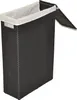 A dark brown woven laundry basket with a white fabric liner and a partially open lid. Produktbild-Vorschau