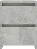 A front view of a gray nightstand with two drawers. Produktbild-Vorschau