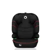 A black car seat with red trim and a white logo on a white background. Produktbild-Vorschau