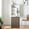 A wall-mounted folding desk with shelves, a laptop, and decorative items. Podgląd zdjęcia produktu