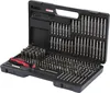A black plastic case containing a large set of drill bits and screwdriver bits, with a red and black screwdriver. Náhľad obrázku produktu