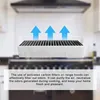 An activated carbon filter for a range hood is shown with blue arrows indicating airflow, set against a blurred kitchen background. Produktbild-Vorschau
