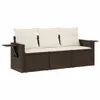 Design 3-tlg. Garten-Sofagarnitur mit Kissen Braun Poly Produktbild-Vorschau 2