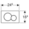 A technical drawing of a toilet flush plate with dimensions. Anteprima dell’immagine prodotto
