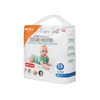 A package of disposable underpads for babies, featuring a baby lying on one of the pads. Voir les images du produit