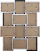 A collage of empty picture frames arranged in a grid. Produktbild-Vorschau