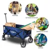 A collage of images showing a blue folding wagon being used for various activities like shopping, outdoor picnics, gardening, and camping. Anteprima dell’immagine prodotto