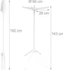 A diagram showing a white, foldable clothes drying rack with dimensions indicated. Produktbild-Vorschau