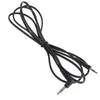 A black audio cable with 3.5mm jack connectors on both ends, coiled and lying on a white background. Produktbild-Vorschau