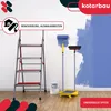 A painting scene with a ladder, paint roller, brush, and paint bucket. Produktbild-Vorschau