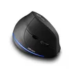 A black vertical mouse with blue LED accents is shown against a white background. Produktbild-Vorschau