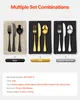 Three different color combinations of cutlery sets are displayed on dark cloths, with color selection buttons below. Náhled obrázku produktu