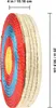 A side view of a round archery target with colored rings and a woven straw construction. Produktbild-Vorschau