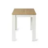A minimalist dining table with a wooden top and white legs, presented against a white background. Náhled obrázku produktu
