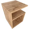 A light brown wooden side table with two open shelves. Produktbild-Vorschau