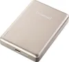A champagne-colored power bank is shown from a slightly elevated angle against a white background. Voir les images du produit