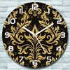 Wanduhr aus Glas Rund fi 30 Blume golden schwarz Quarz Deko Produktbild-Vorschau 1