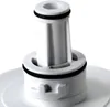 A close-up view of a white plastic water filter component with black O-rings. Produktbild-Vorschau