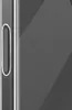A close-up view of the side of a clear phone case with a silver trim. Produktbild-Vorschau