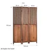 Homestyle4u Paravent Raumteiler 3 teilig Holz Braun Rattan Produktbild-Vorschau 4