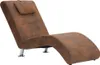 vidaXL Chaise Longue s polštářem Brown Suede Look Náhled obrázku produktu 1