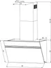 A technical drawing with dimensions of a kitchen hood. Produktbild-Vorschau