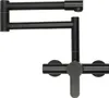 A black kitchen faucet with a foldable, extendable arm, mounted on a wall. Podgląd zdjęcia produktu