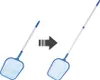 A pool skimmer net shown in two states: one retracted and one extended, with an arrow indicating the extension. Anteprima dell’immagine prodotto