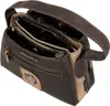 A brown handbag with gold accents and a shoulder strap, shown open to reveal its compartments. Anteprima dell’immagine prodotto