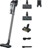 A cordless vacuum cleaner with multiple attachments displayed in a collage format. Podgląd zdjęcia produktu