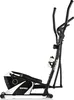 A black and white elliptical cross trainer is shown from a side profile against a white background. Produktbild-Vorschau